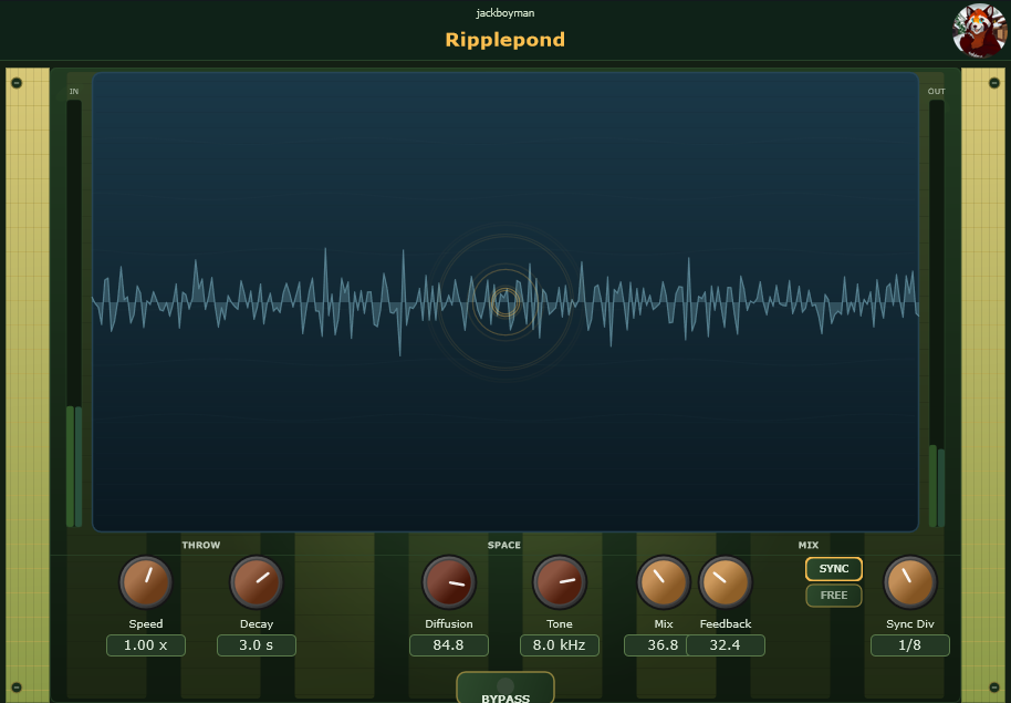 Ripplepond VST3 delay and diffusion plugin screenshot