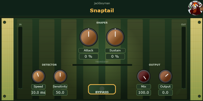 Snaptail VST3 transient shaper screenshot